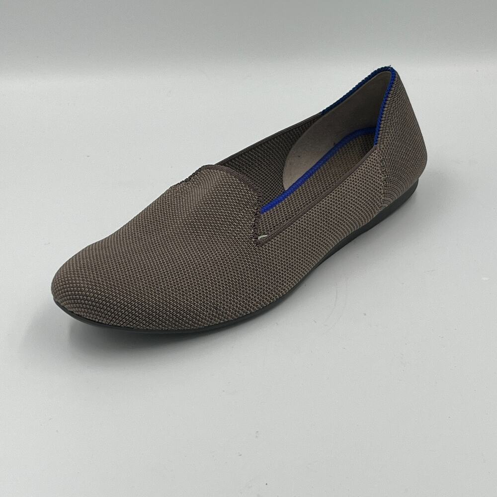 Rothy's Brown Knit Slip-On Loafers with Blue Trim